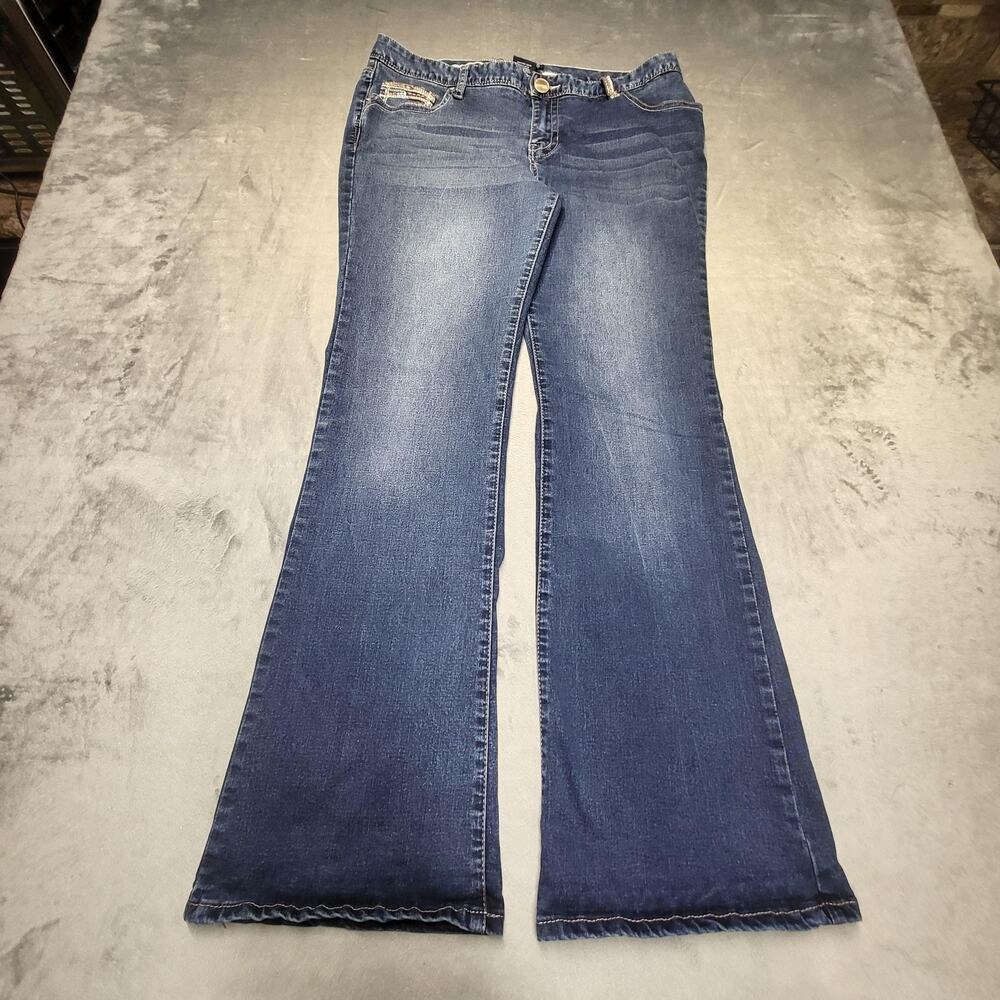 Amethyst Jeans Jeans Juniors 15 Blue Flared Y2K Stretch 5-Pocket Zip Closure